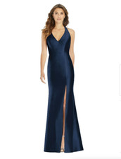 ALFRED SUNG D761 HALTER WITH THIGH SLIT MIDNIGHT E31 DRESS GOWN sz 6