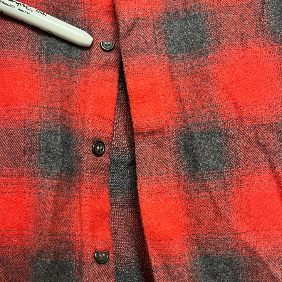 DSquared2 Shirt Mens 50 M Red Flannel Plaid Long Sleeve Hidden Buttons - Image 4 of 4