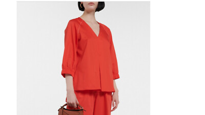 NEW W/TAGS $235  SIZE 8 DESIGNER MAX MARA Leisure Pordoi cotton-sateen blouse