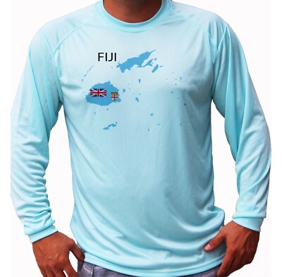 Fiji Flag Map Fish Boat Long Sleeve UPF 30 T-Shirt UV Protection