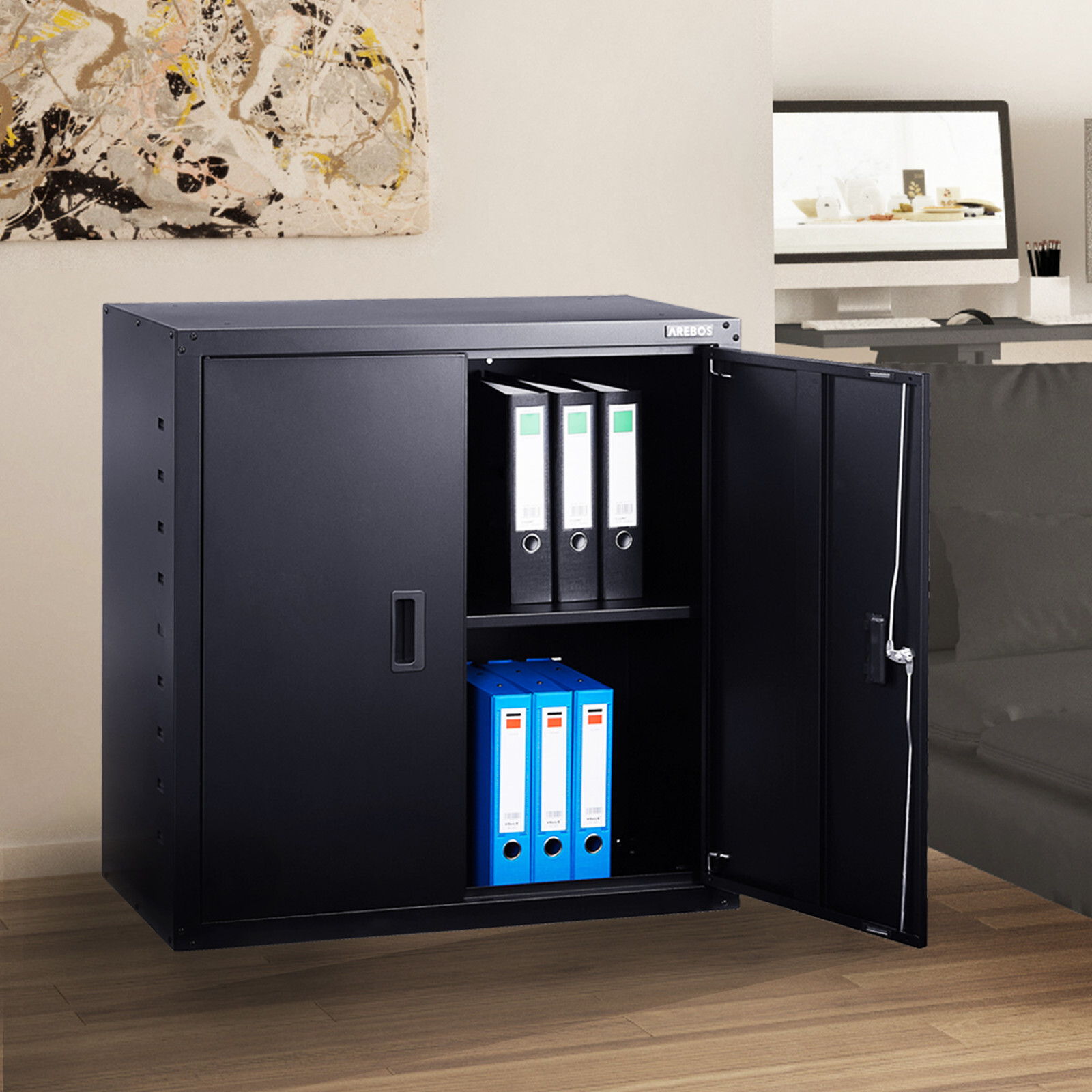 AREBOS 2-trg. Aktenschrank - Grau, 90 x 40 x 90cm online kaufen | eBay 