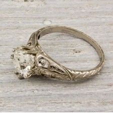 Antik 2Ct Künstlicher Diamant Kunst Deko Solitaire Verlobungsring Sterlingsilber