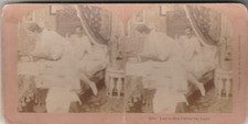 1900'S STEREO VINTAGE PHOTOGRAPH - BEDROOM WIFE AND HUSBAND