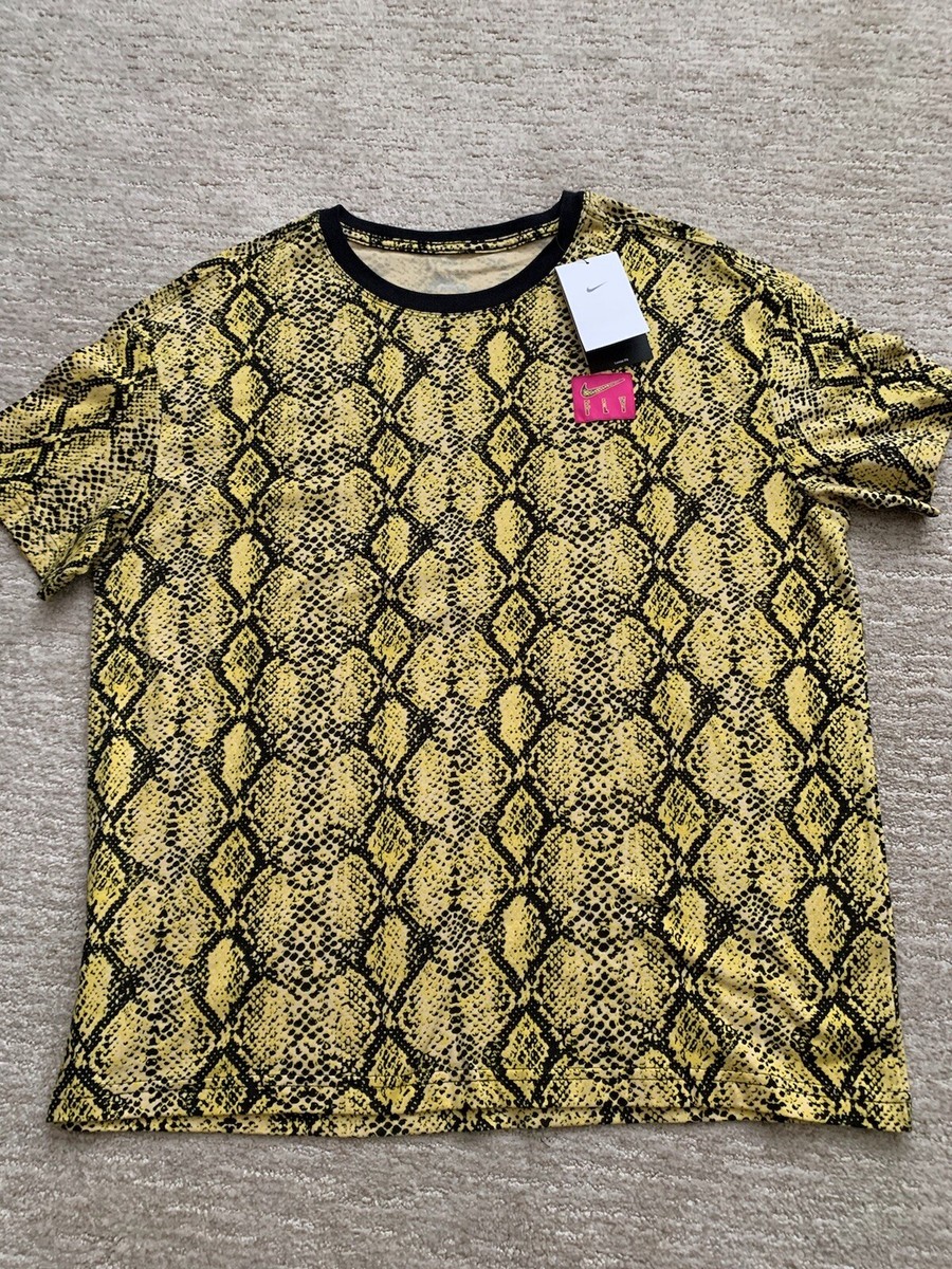 Women's Large Nike Air Fly Snake Print T-shirt Short Sleeve Loose - Main Image