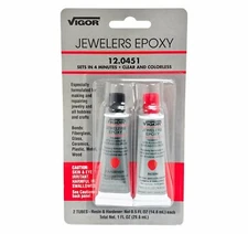 Vigor Jewelers Jewelry Epoxy 2 Part Glue 12.0451 Clear Colorless Sets 4 Minutes