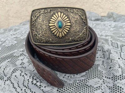 Vintage Gold-Plated Silver Woven Belt with Ornate Concho Buckle - Made in Greece Sold at Auction: Vintage Ralph Lauren Silver Plate & Leather  main image 2