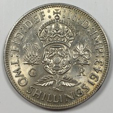 1943 United Kingdom Florin - George VI - Mint State (MS) KM#855 Silver - 6204-PC