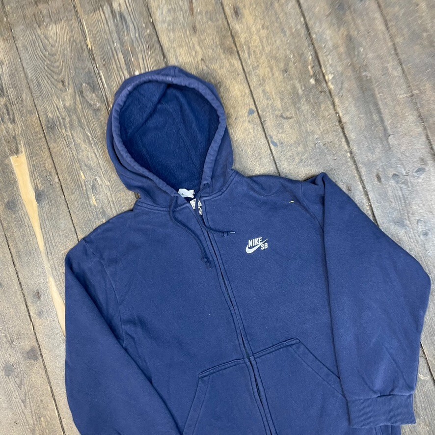 Nike Air Hoodie Swoosh Full Zip Y2K Sports Sweatshirt, Blue, Mens Small image 3