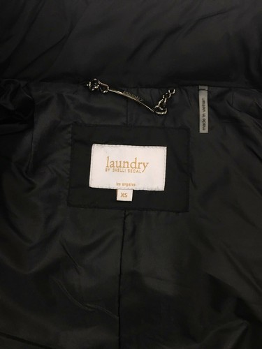 Laundry By Shelli Segal Womens Quilted Black Hooded Pocket Puffer Jacket Size XS - Picture 4 of 5
