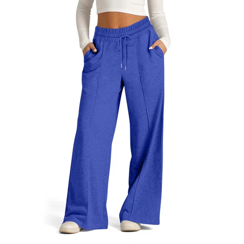 Damen Jogginghose mit weitem Bein Unterteil Freizeit Sport Jogging Hose - Bild 32 von 36