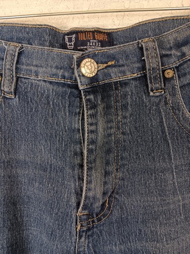 Quilted Giraffe Mens Size 34 X 32 Medium Wash Skinny Jeans Stitched Back Pockets - Picture 3 of 10
