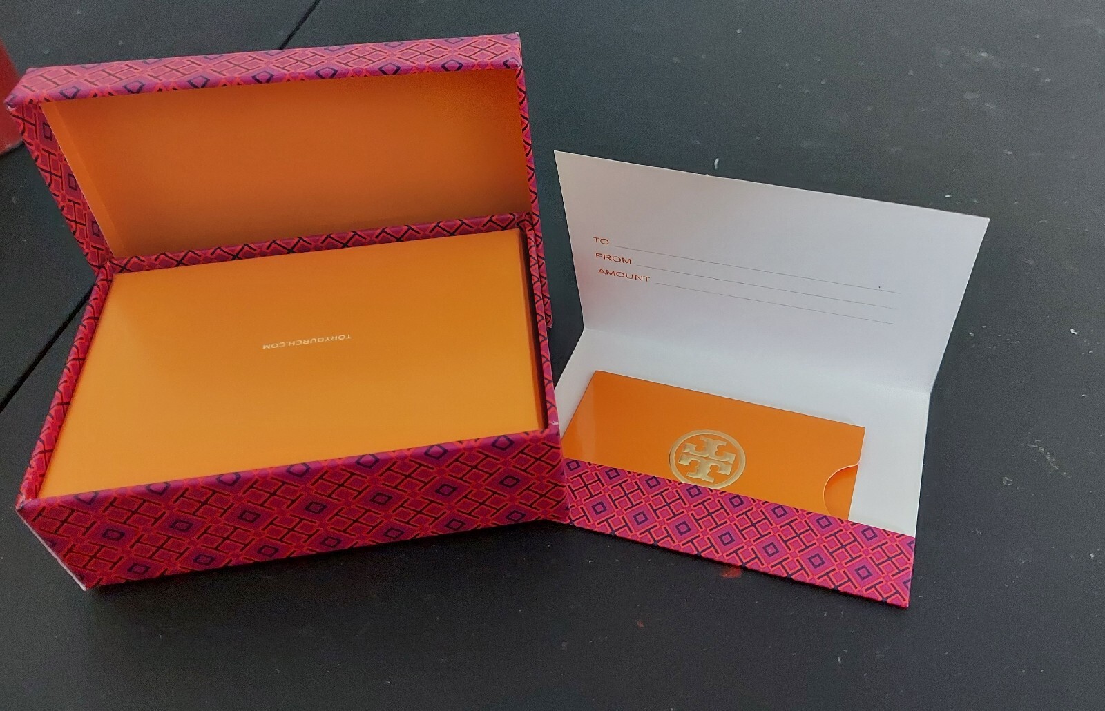 Empty Tory Burch Gift Card Box With Elastic Band