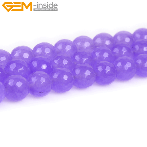 Wholesale Light Purple Jade Gemstone Round Faceted Beads For Jewelry Making 15" - Picture 35 of 40