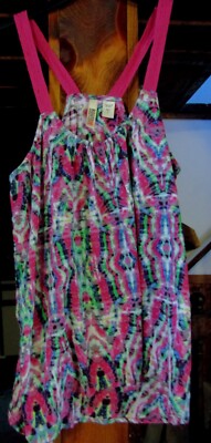 ROUTE 66 SUMMER WOMANS EXTRA SMALL ( XS ) PINK/GREEN RACER BACK TANK TOP NWT