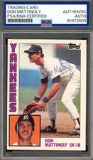 Don Mattingly PSA DNA Vintage Signed 1984 Topps Rookie Autograph