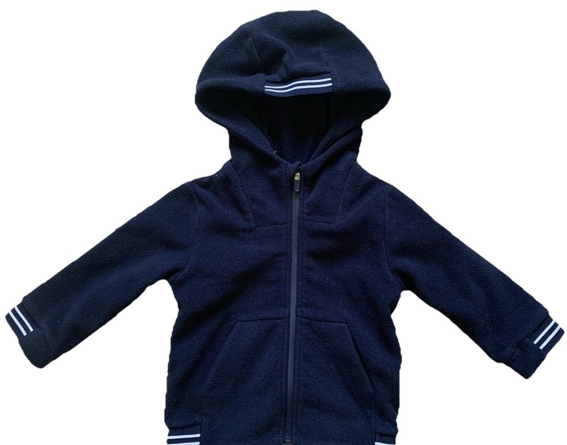 Jacadi Paris Full Zip Fleece Hood Jacket Baby Boy Size 12 Months Navy Blue