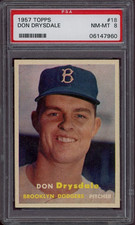 1957 Topps #18 Don Drysdale Rc PSA 8