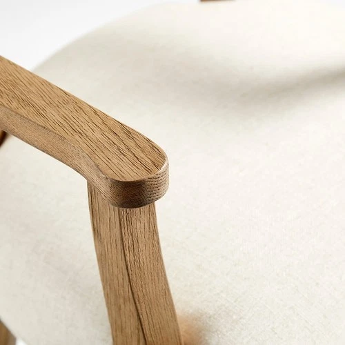 Prater Bar Stool with Beige Wood and Upholstery - Picture 3 of 10
