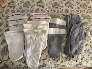 Lot Of Cool Blue Prosthetic Socks with hole  1,3,5 and 6 Ply With 4 Shrinker 