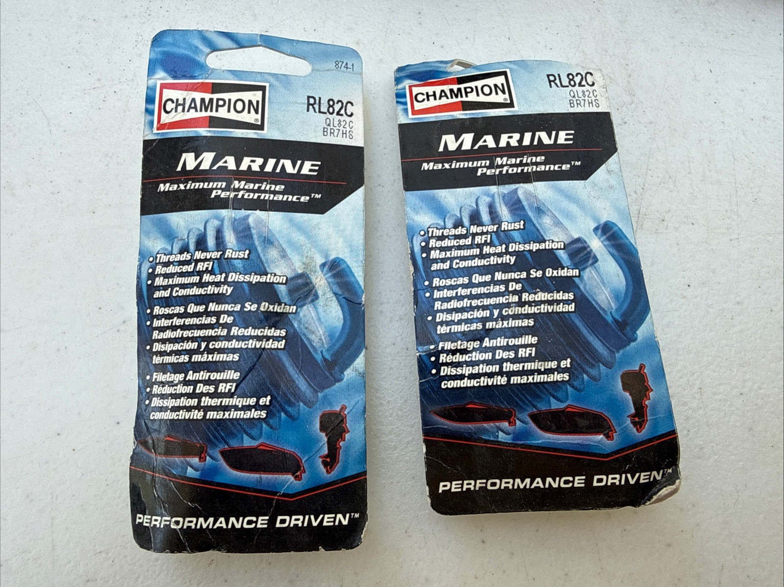 Lot of 2 - Champion Marine Spark Plugs RL82C OL82C BR7HS - New In Packages
