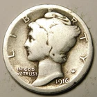 1916 p Mercury Dime 90% Silver G-Details   "Actual Coin Pictured - Not Cleaned"