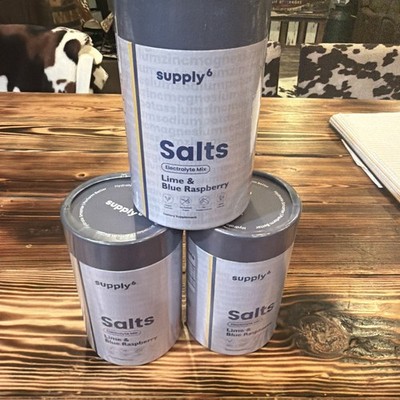 Supply6 Salts Electrolyte Mix Sachets Lime & Blue Raspberry 18 Pack Vegan Qty 3