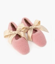 Sleeper Lulu Shearling Slippers w/ Bows Pink EU 38 US 7.5-8 NWT