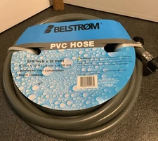 Belstrom 5/8” X 15’ PVC Hose Water Hose Reinforced Vinyl Plastic Coupling NEW
