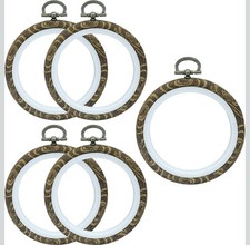 5 Pack 4 Inch Round Embroidery Hoops, Cross Stitch Imitated Wood Display Fram...
