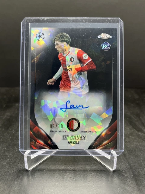2023-24 Topps Chrome Sapphire UEFA Leo Sauer RC Autograph Black 06/10 #CA-LS