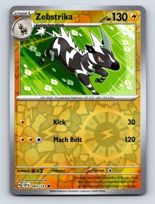 Stage 1 Zebstrika HP 130 Mach Bolt Attack Rarity Green Colorful