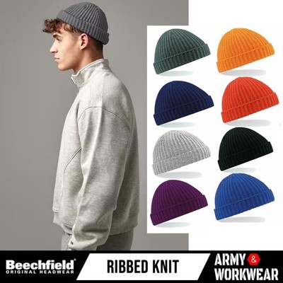 Trawler Woolly Knitted Fisherman Hat Beechfield Retro Worker Vintage Style