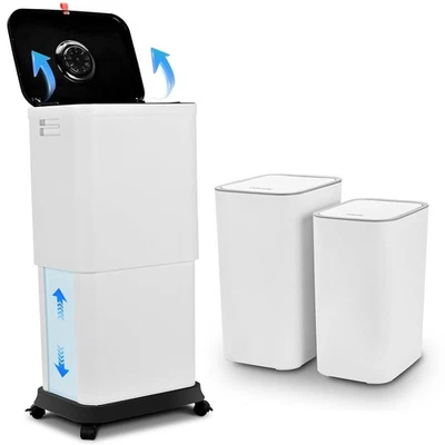 PUKOMC Pukumc Telescoping Kitchen Trash Can with Lid, 20L to 45L Adjustable Capacity