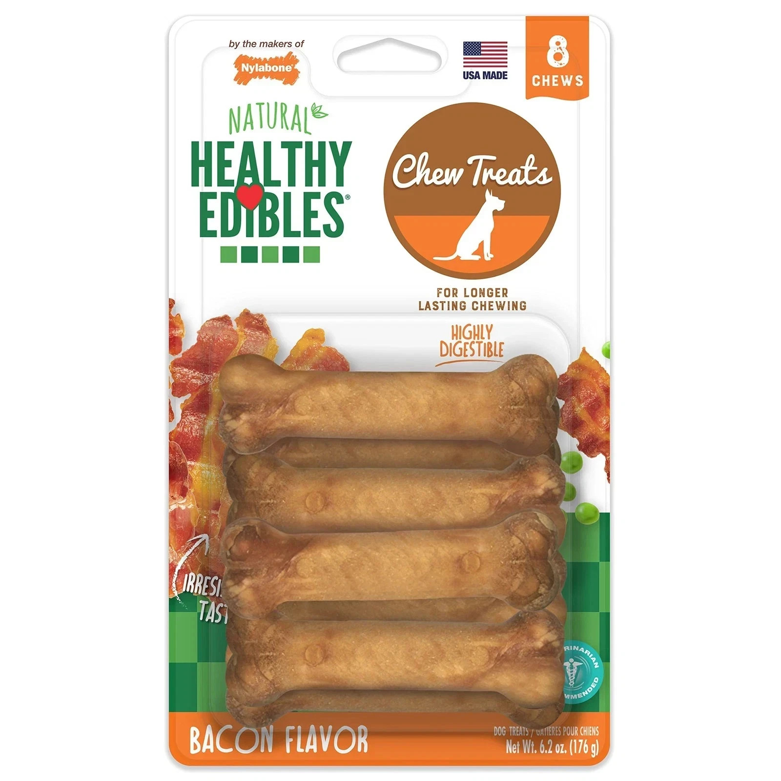 Healthy Edibles Bacon Flavor Dog Chew Treats for Small Dogs 6.2 Ounce Pack