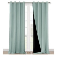 Nicetown Full Shading Window Curtains Aqua Blue Pack Of Two 52  X95  Privacy New