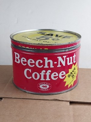 Vintage Beech Nut Coffee Tin with Lid 1 Lb Canajoharie New York Save 5 Cents