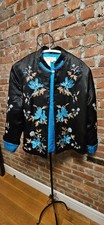 Norm Thompson 100 Silk Black Blazer With Turquoise Brown Embroidery ...