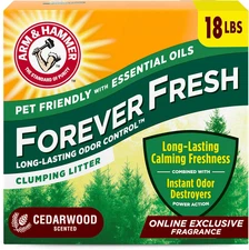 Forever Fresh Clumping Cat Litter Cedarwood, Multicat 18Lb, Pet Friendly with Es