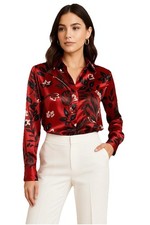 ZARA Basic Women's Floral Chiffon Long Sleeve Button Up Shirt S Multicolor Relax