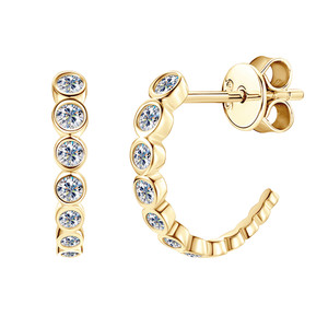 Authentic Lab Grown Diamond Curved Push Back 2.25ct Earring 14k Yellow Gold Plated Silver