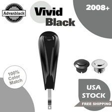 Vivid Black Low-Profile Tank Dash Console & Fuel Gas Tank Cap Fits Harley 2008+