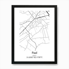 Paal,Belgium Minimalist Map Art Pri Framed Wall Art Poster Canvas Print Picture