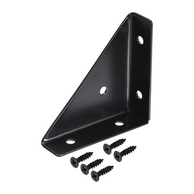 uxcell 4Pcs Angle Corner Brackets 66mm x 66mm, 2.6'' X X 0.75'', Black