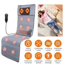 Full Body Massage Mat w/Heat Vibration Massage Pad Cushion Back Massage Gift