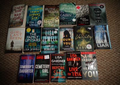 17 books -  MYSTERIES - THRILLERS - WARE, JEWEL, BELL.. THE LYING GAME, CEMETERY