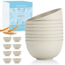 Wheat Straw Bowl Sets of 8,Unbreakable Cereal Bowl 26 OZ,Microwave and Dishwa...