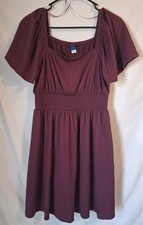 Old Navy Dress Womens S  Red Square Neck Flutter Sleeve Fit & Flare Sundress