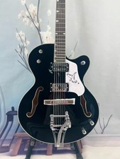 Black Hollow Body Electric Guitar Bigsby Tremolo Chrome Hardware