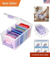 Compact Clear Craft Storage Box with 3 Dividers - Lightweight Water-resistant