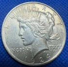 Sharp! 1924 Peace Dollar $1 Silver Coin AU-BU #278